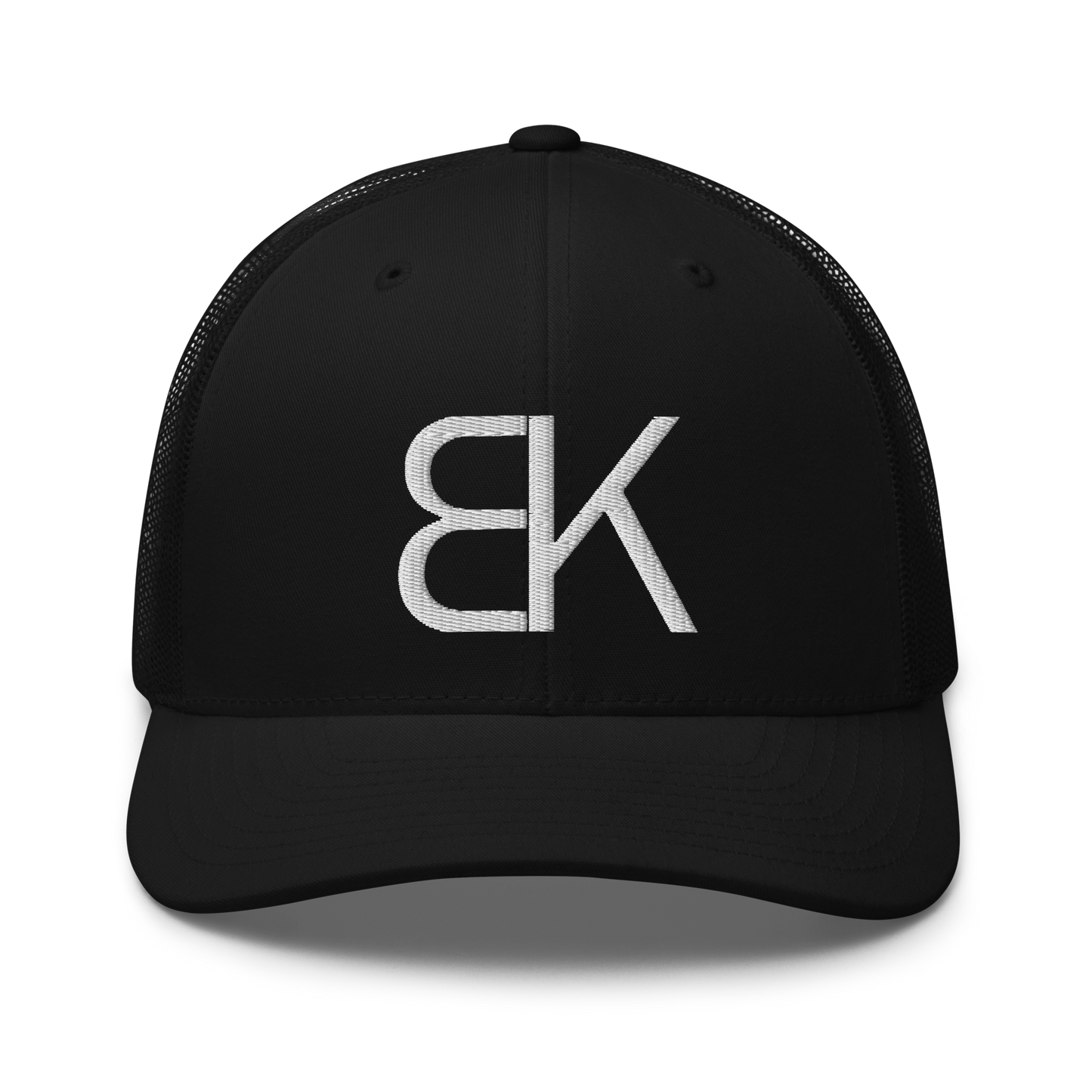 Black Trucker Hat - White Embroidered