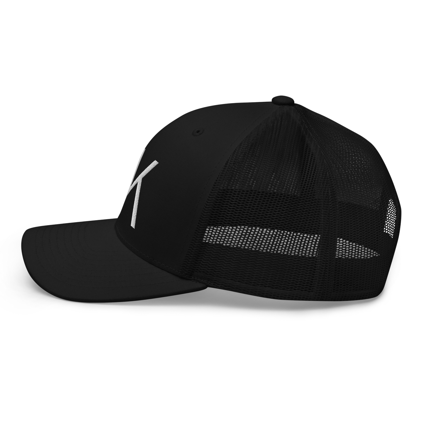 Black Trucker Hat - White Embroidered