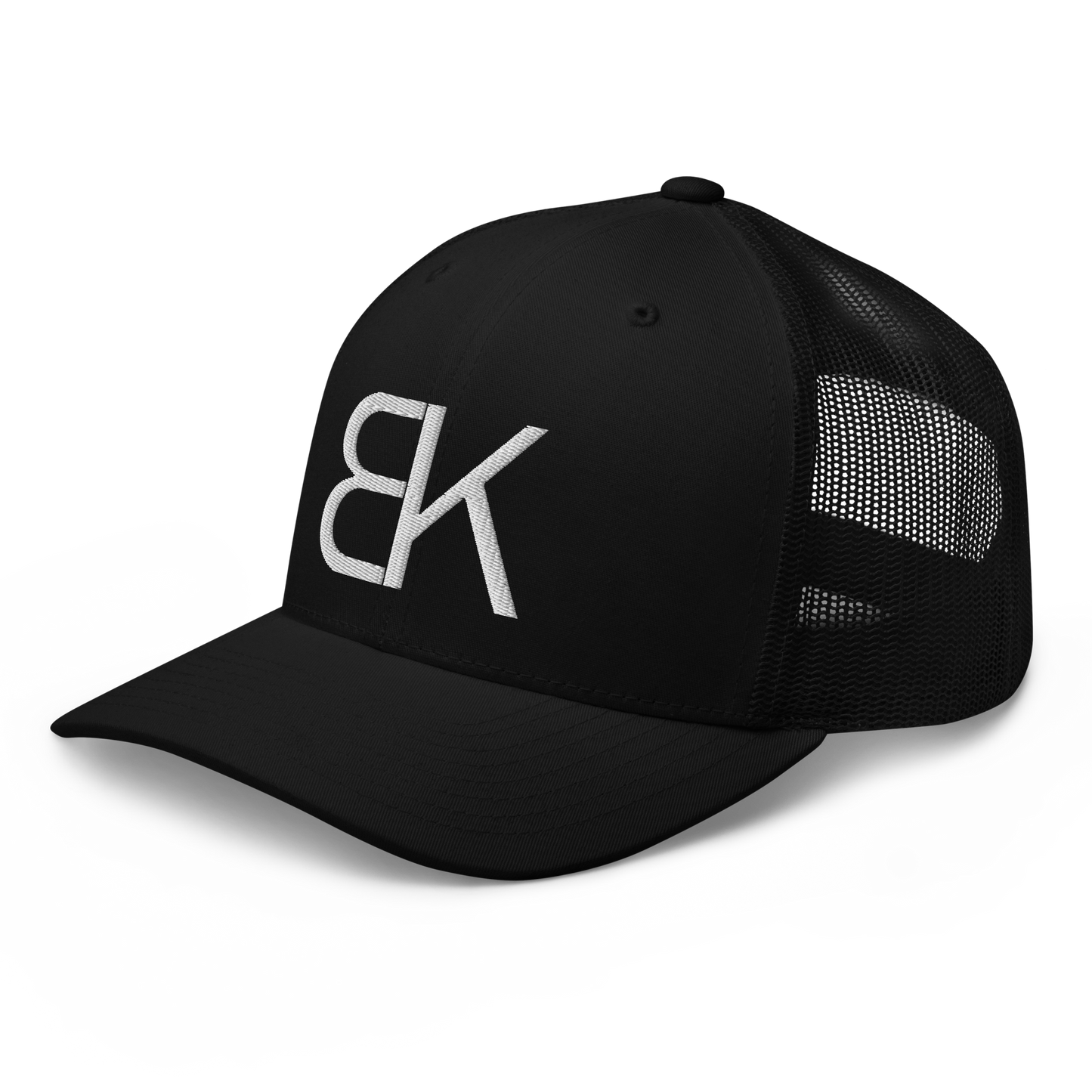 Black Trucker Hat - White Embroidered