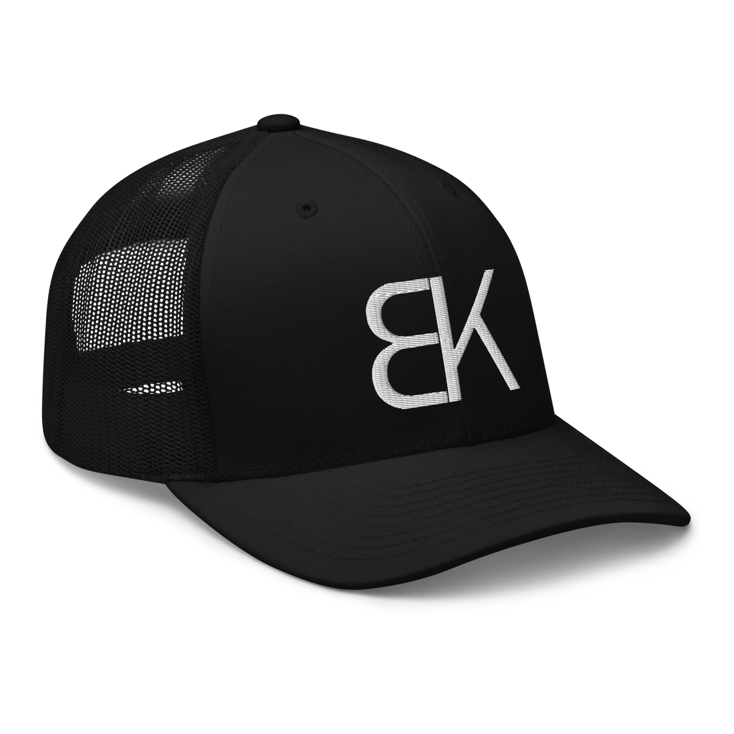 Black Trucker Hat - White Embroidered