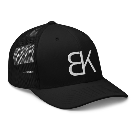 Black Trucker Hat - White Embroidered