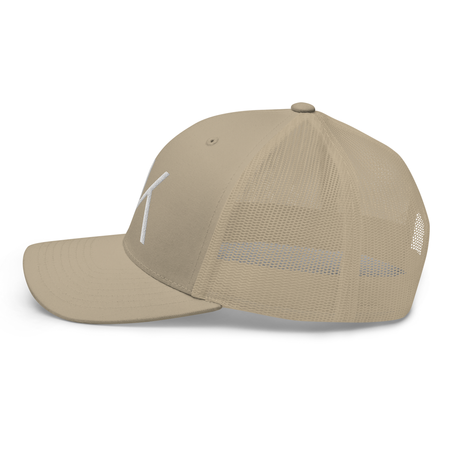 Khaki Trucker Hat - White Embroidered