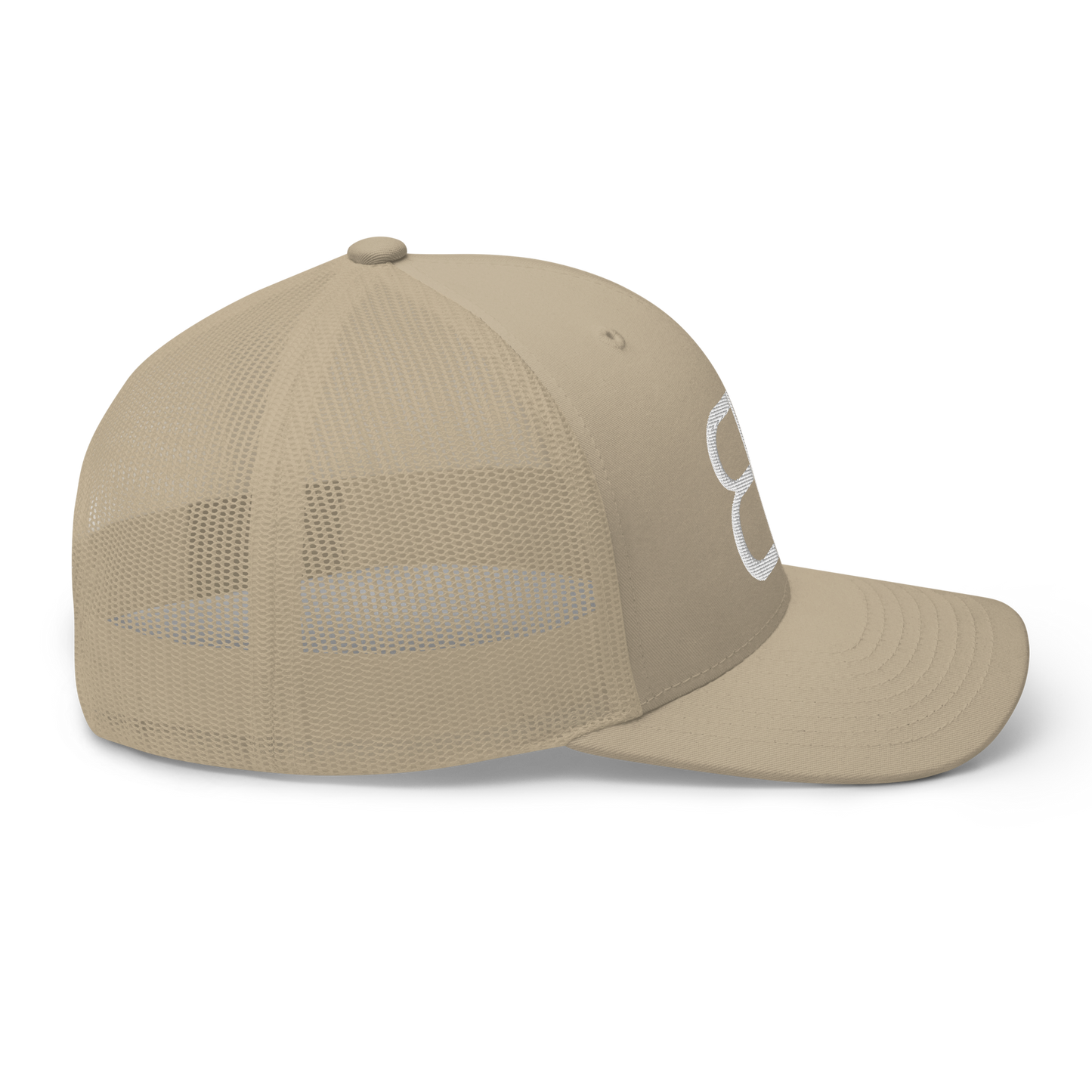 Khaki Trucker Hat - White Embroidered