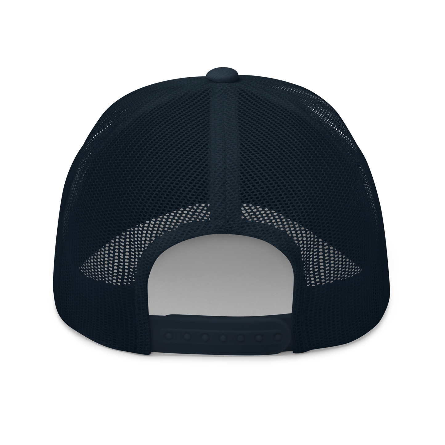 Navy Trucker Hat - White Embroidered