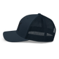 Navy Trucker Hat - Black Embroidered