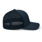 Navy Trucker Hat - Black Embroidered